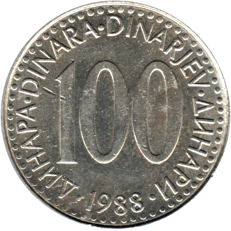 Preview 100 Dinara, 1988 reverse