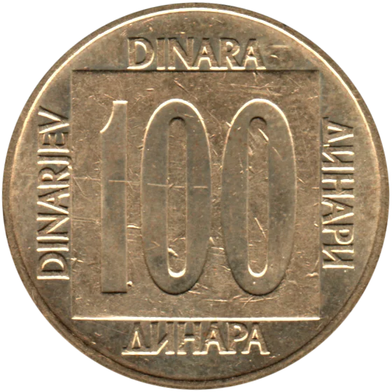 100 Dinara, 1989 Reverse